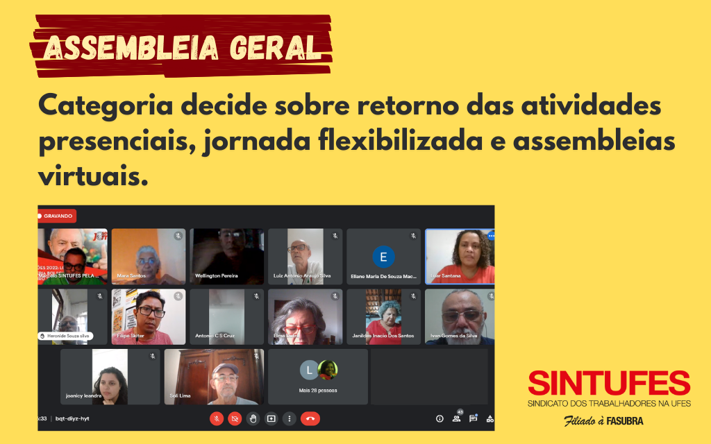 Categoria decide sobre jornada flexibilizada, retorno das atividades presenciais e assembleias virtuais