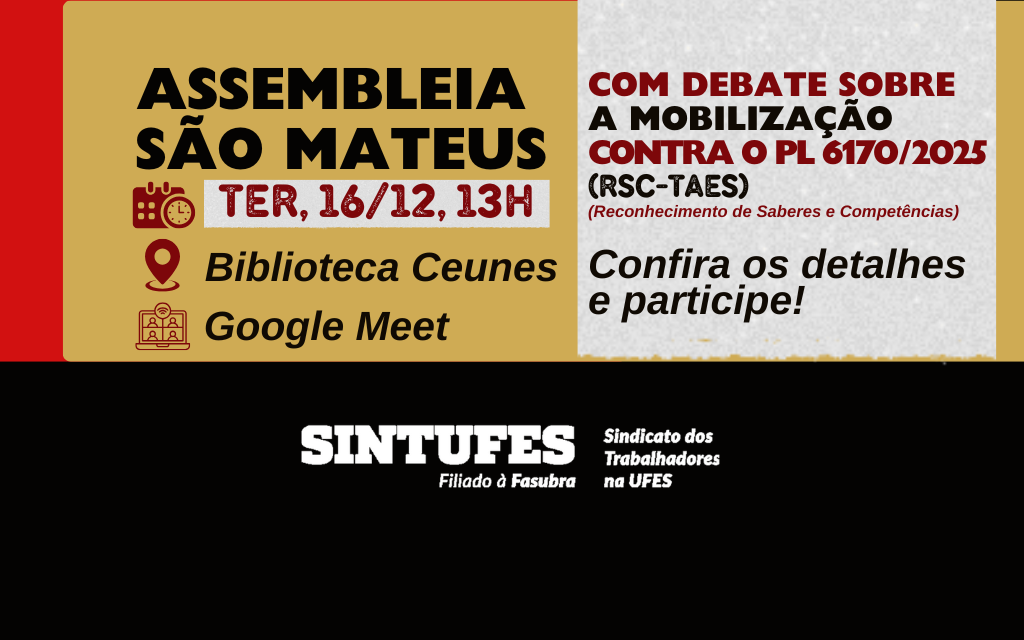 Assembleia híbrida em São Mateus será realizada nesta terça (16)