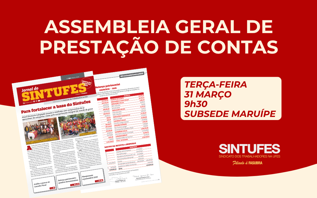 Assembleia de prestação de contas é dia 31 de março